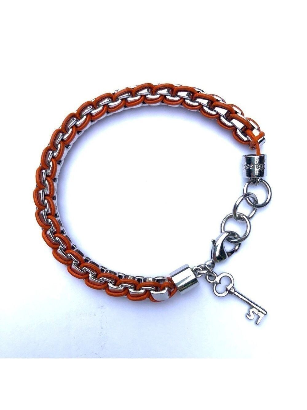 Lia Sophia bright silver tone and orange link chain bracelet